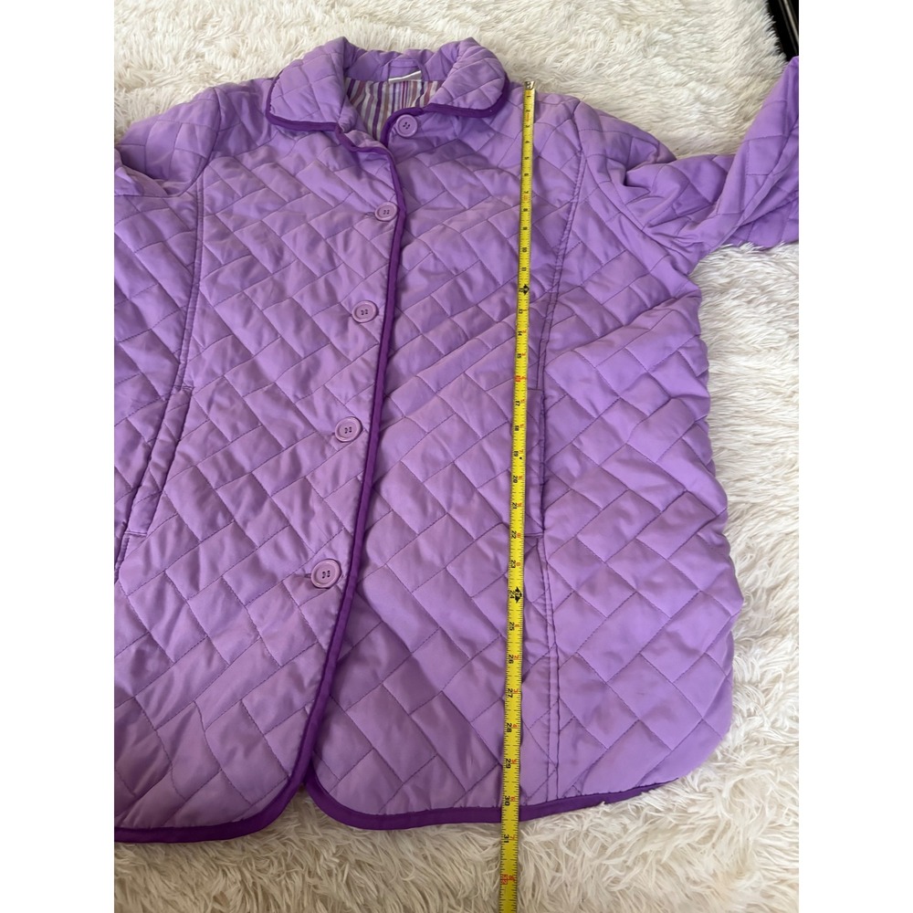 Womens 1X Lavender Purple Quilted Coat Jacket Collared‎ Button Front - Picture 4 of 5